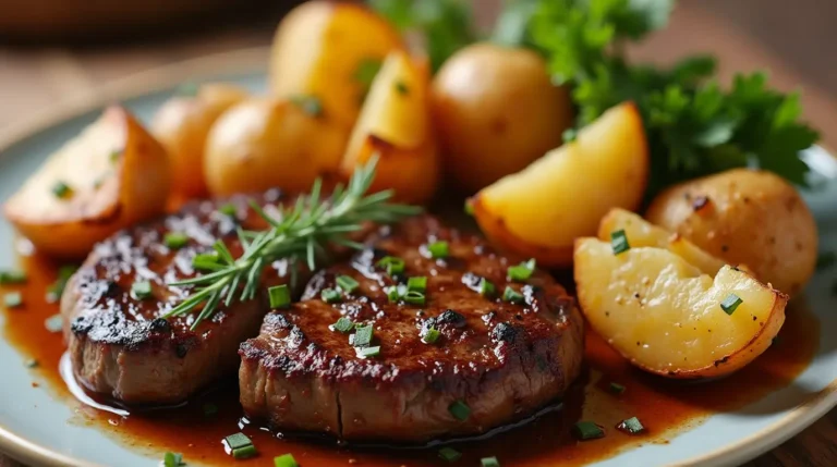 Garlic Butter Steak Bites and Potatoes