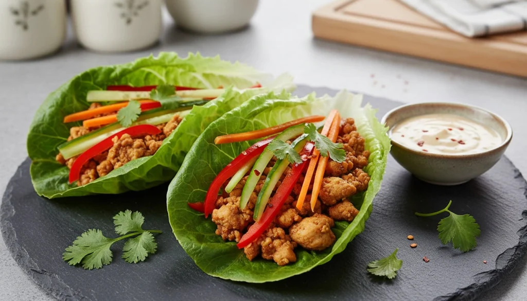 Lettuce-Wraps-with-Spicy-Chicken-_-Poivrons