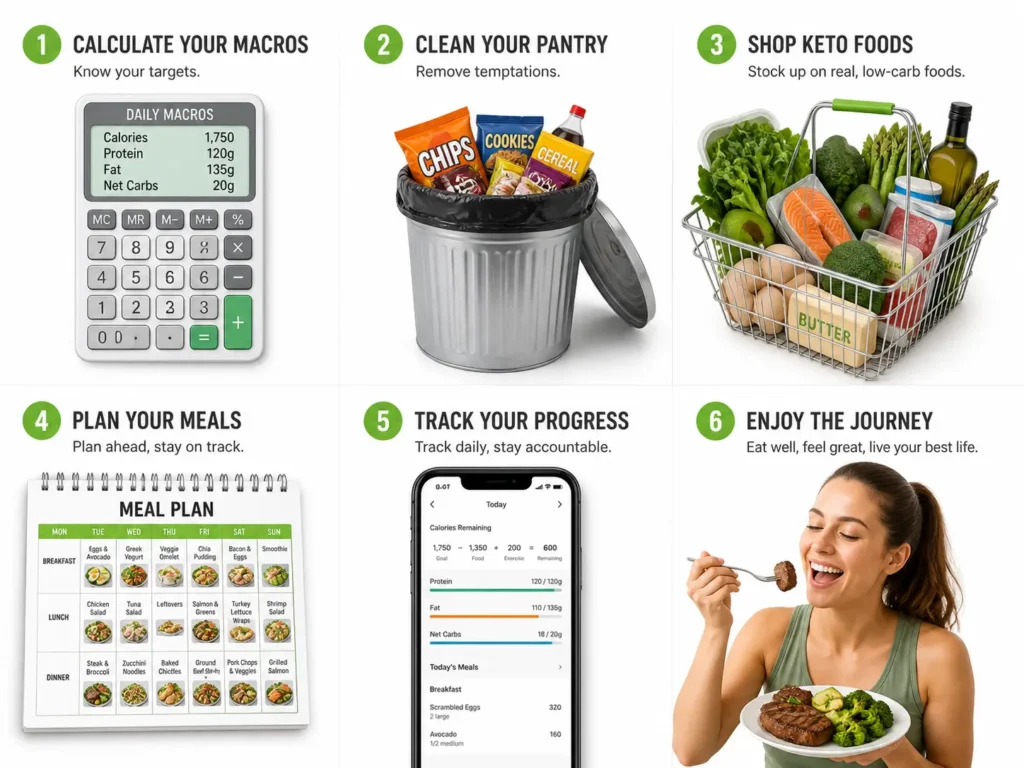 step by step guide to start keto diet macros pantry meal prep tracking