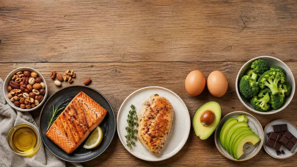 keto diet for beginners foods salmon chicken eggs avocado nuts