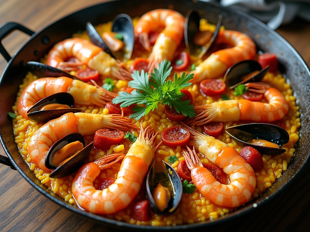 seafood paella main course recipe