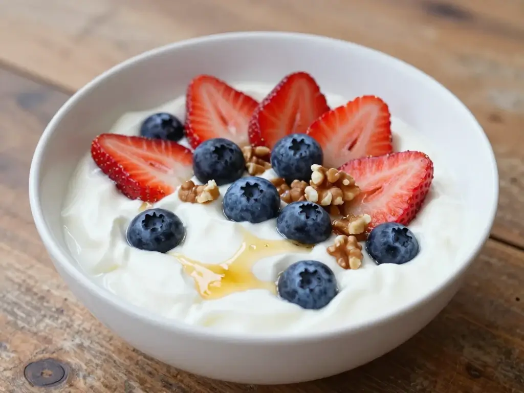 Greek yogurt berry bowl high protein breakfast
